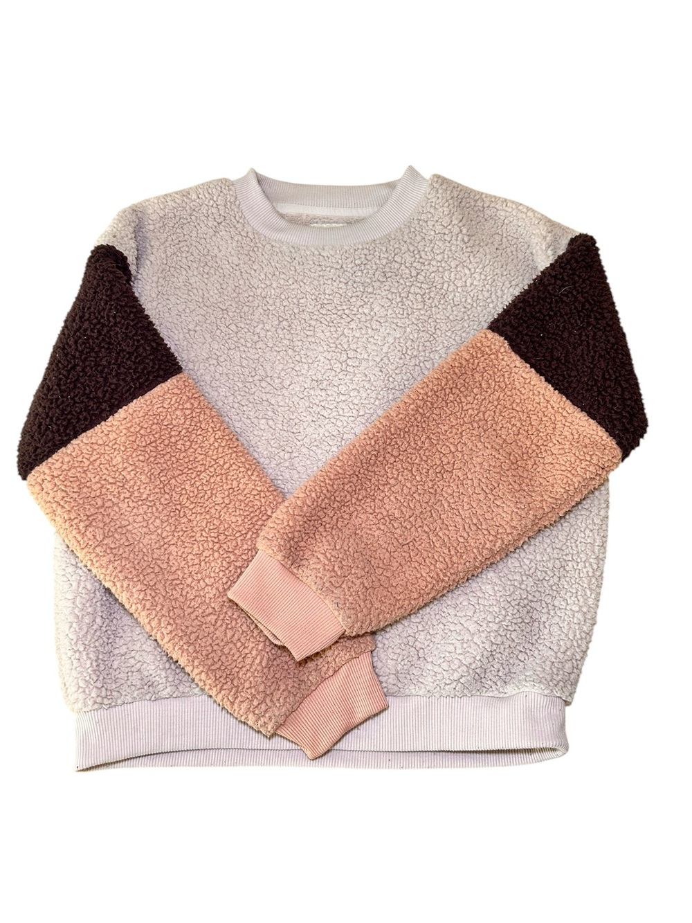 American Eagle Outfitters Pale Pink and purple Sherpa Pullover